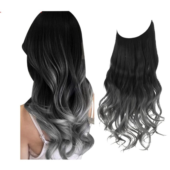 Hair Black And Grey Silver Beauty Bello Halo Hair Extensions Poshmark